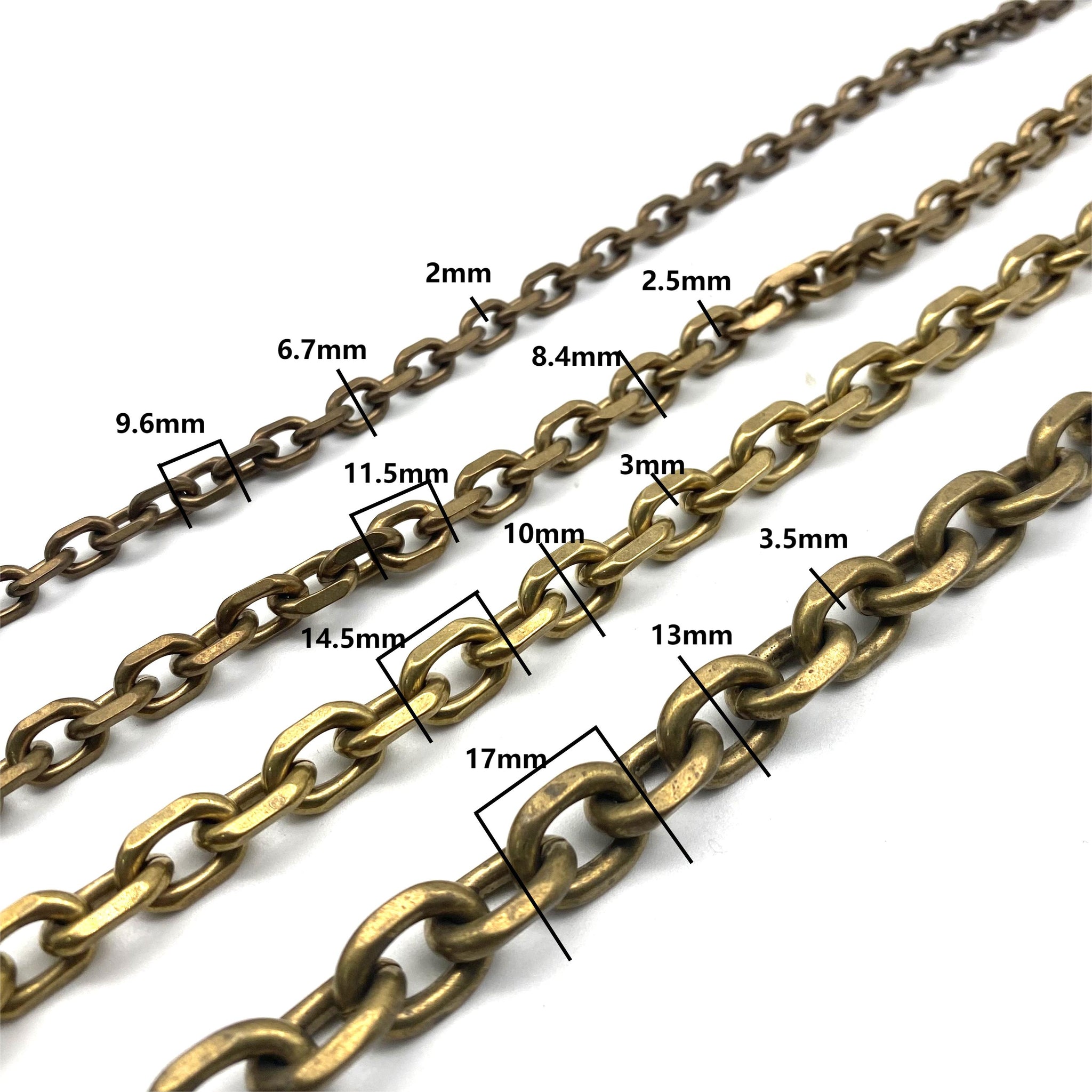Metal Field Solid Brass Anchor Link Chain Leather Wallet Chains 2 x 6.7 x 9.6mm / 10
